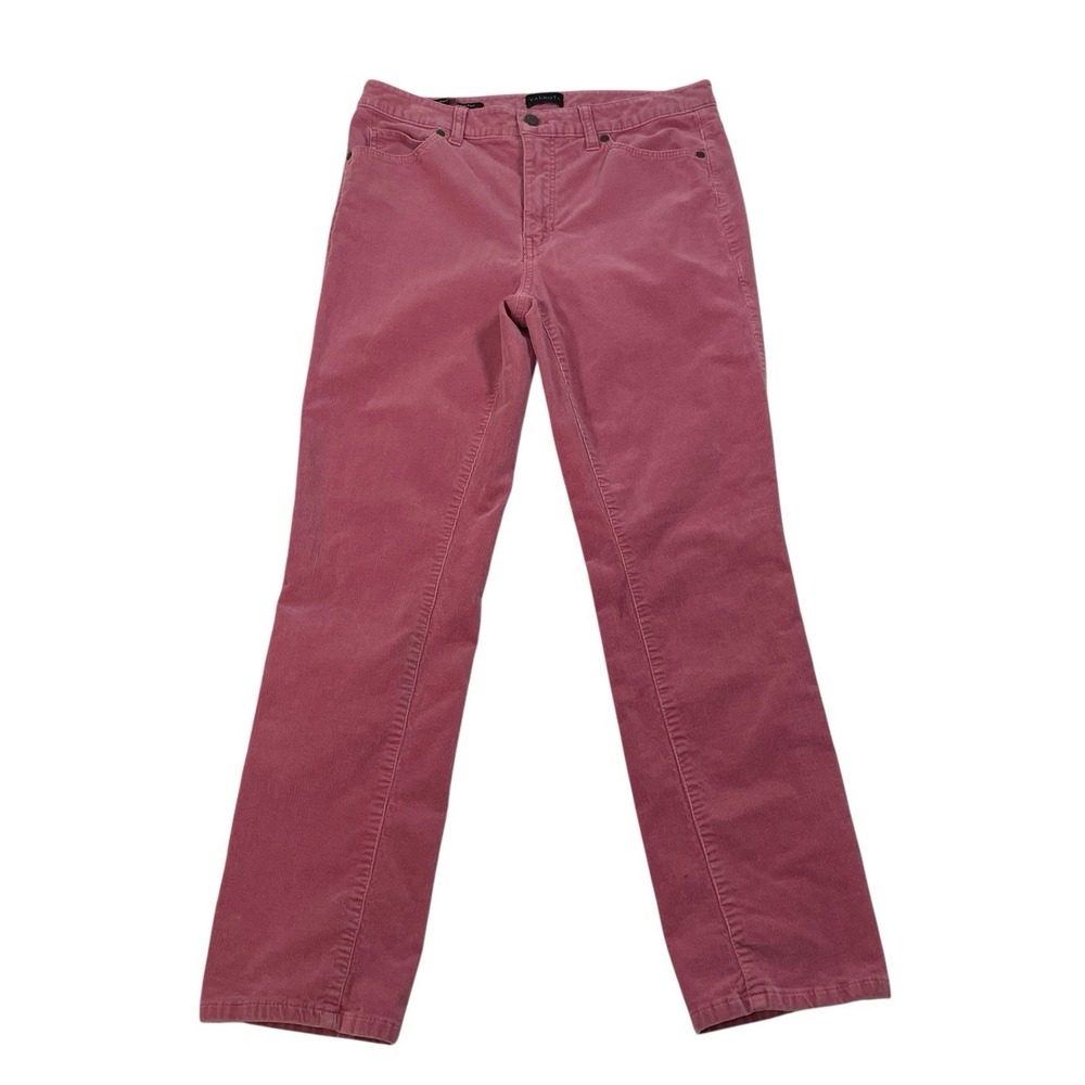 Talbots Pink Corduroy Straight Leg Pants Women's Petite 8P Stretch Mid Rise